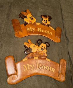 Mickey & Minnie Wood Hanging Signs 