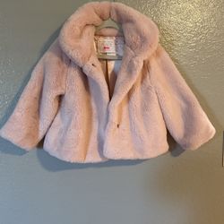 3T Pink Daisy Faux Fur Coat
