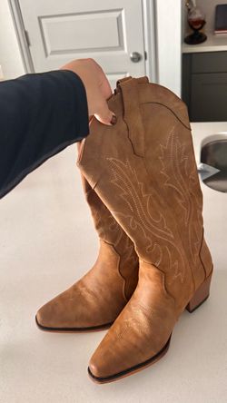 Tan Western Cowboy Knee-High Boots