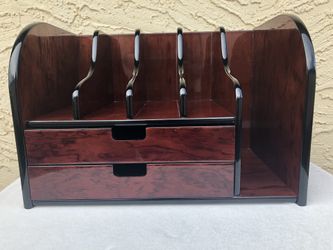 Lacquered Cherry Wood Desk Orginazer