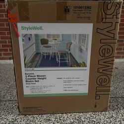 Barwick 3-Piece Woven Counter Height Bistro Set White Finish
