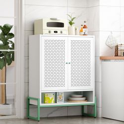 Metal Sideboard Buffet Cabinet with Adjustable Shelves, Storage Console Table