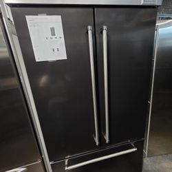 42" KITCHENAID BUILT IN FRENCH DOOR BLACK STAINLESS REFRIGERATOR 
