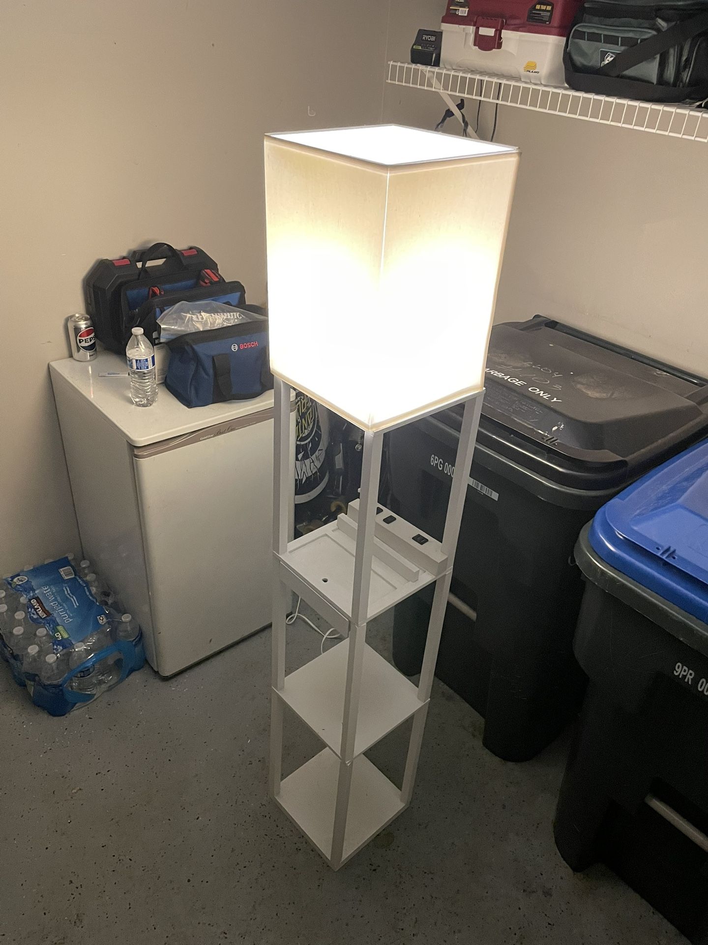 Dimmable Floor Lamp With 2 USB, 1 Drawer And Outlets