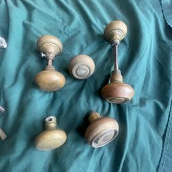 7 Antique spindle Type knobs ( Bronze / Brass Patina ) 7 