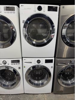 LG white front load washer and gas dryer set