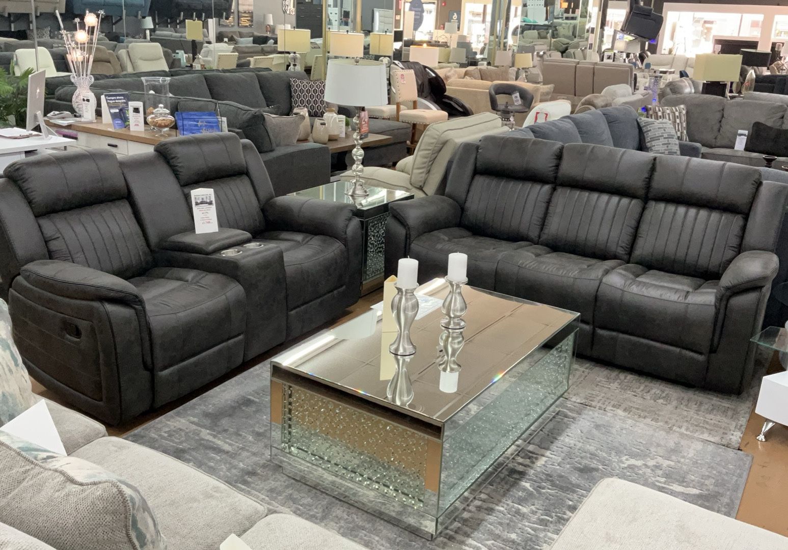 Recliners Sofa & Loveseat Available In Dark Gray Or Light Brown Colors
