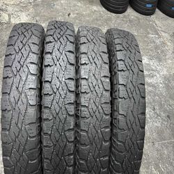 LT 275 65 18 SET OF 4 GOODYAER WRANGLER DURATRACS-- HIGH TREAD LIFE 85% TREAD LIFE
