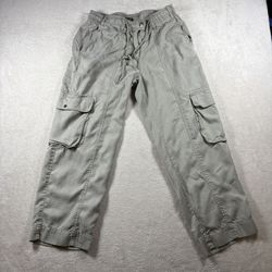 Quince Vintage Wash Tencel Drawstring Cargo Pants Women’s M Olive Wide Leg #1472