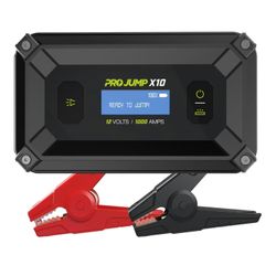 X10 1000A Car Battery Jump Starter, Cross Jump Tech, 10000mAh Power Bank 65W USB-C Fast Charge, LCD Screen, 150-Lumen 6-Mode Flashlight, for 6.0L Gas