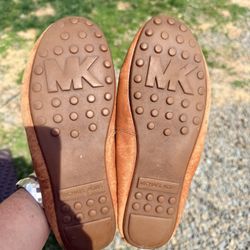 Michael Kors Brown Leather Moccasin Driving Flats Size 7.5