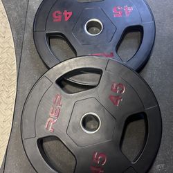 REP fitness 45 lbs olympic rubber coated plates