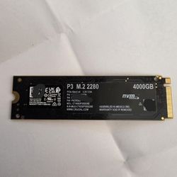 4TB Crucial P3 NVMe M.2 SSD - Excellent Condition