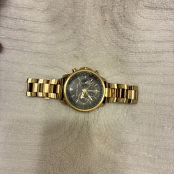 Kors Men's Gold Chronograph Wristwatch Black Dial Metal Band