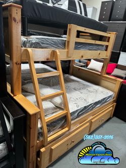 Twin full natural bunk bed with mattresses colchones camas nuevas