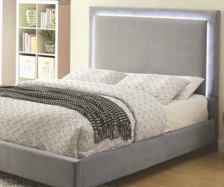Led Gray Upholstery Queen Frame New