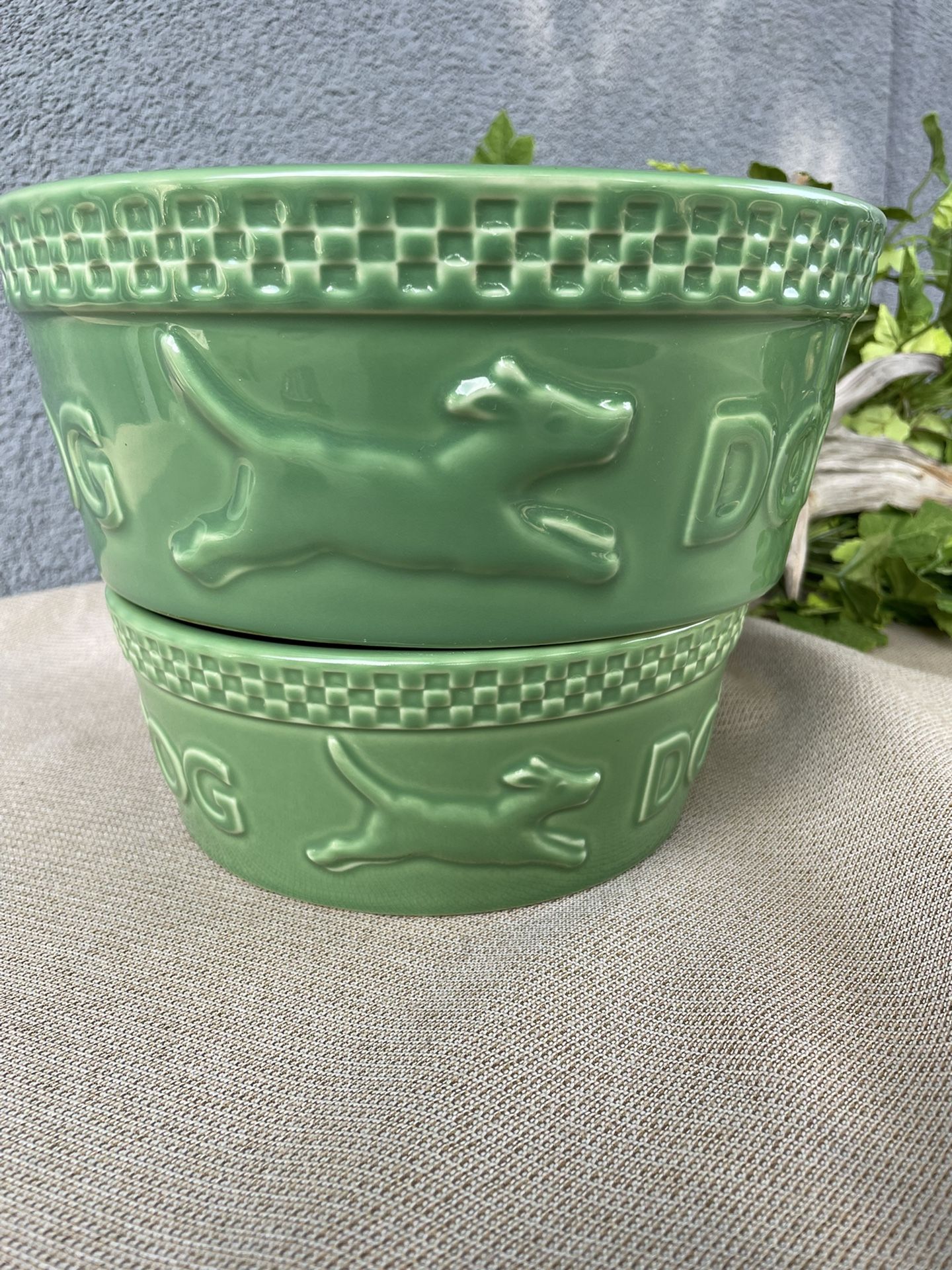 Longanberger Dog Bowls Mulligan In Green USA