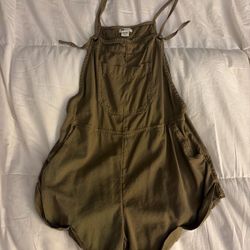 Billabong Olive Green Short Overalls Romper