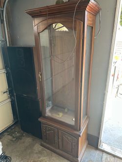 Wooden Curio Display Cabinet with Glass Door
