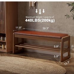 Shoe Rack Bench,2 Tiers Shoe Bench with Storage with Flip-Top,Wood Shoe Rack for Entryway,Hallway（Orange）