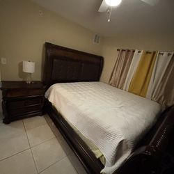 Wood King Size Bed Set With Box Spring