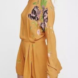NWT Free People Gemma Tunic Long Sleeve Mini Dress TUNIC Mustard Yellow S: Small