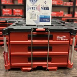 Milwaukee Packout 3- Drawer Tool Box , Milwaukee PACKOUT 22 in. Modular 3-Drawer Tool Box with Metal Reinforced Corners
