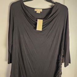 NEW Michael Kors Women’s Size 3X 3/4 Sleeve Spandex Black Blouse RETAIL 79.50