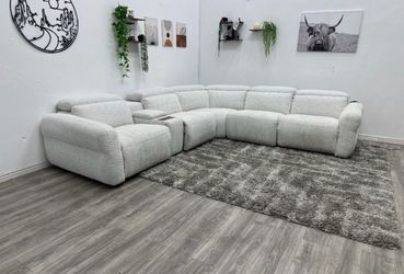 White Recliner Sectional Couch - Free Delivery