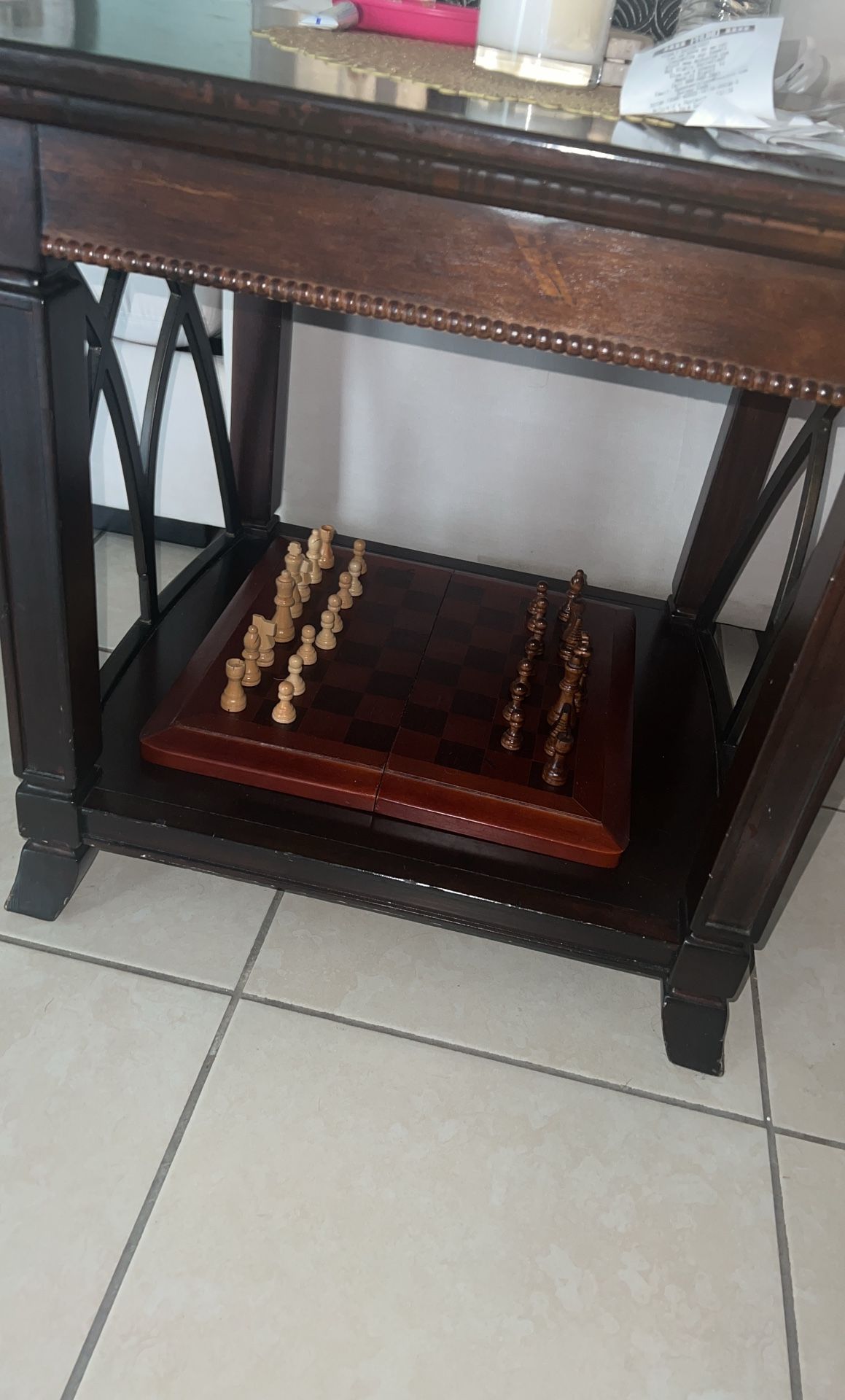 old Wood Chess Board missing 1 Piece $5