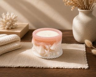 Handmade Pink Rose Candle Holder | Resin Decor