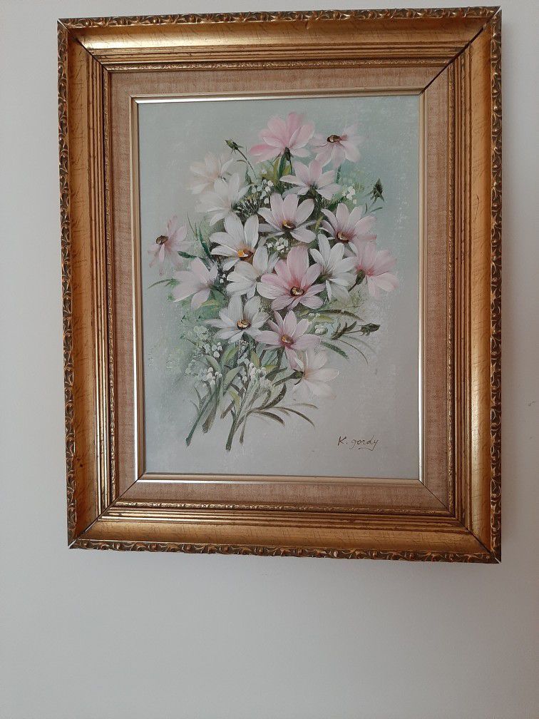 Floral oil painting by K. Gordy.