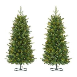 Grand Duchess 3 ft Twinkling Balsam Fir LED Pre-Lit Trees — Set of 2, $99 at Home Depot, selling $75