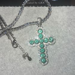 Green Cross Pendant Moissanite VVS1 D GRA 