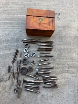 Large Vintage Tap & Die Set with Wooden Box – Greenfield, Hanson, USA