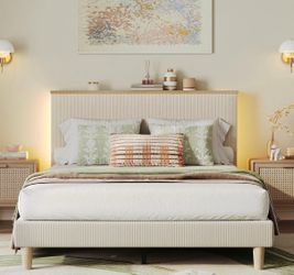 NEW Queen Size Corduroy Bed Frame – STILL IN BOX – $100