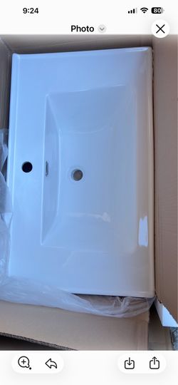 Ceramic Rectangular Vanity Top in White 32” x19 “ code 800 $50