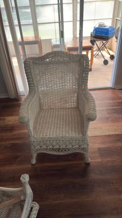 Wicker chair and ottoman