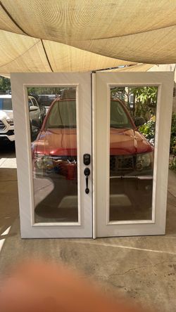 White French Double Door with Glass Panels
