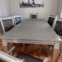 Six piece, dining chair and table