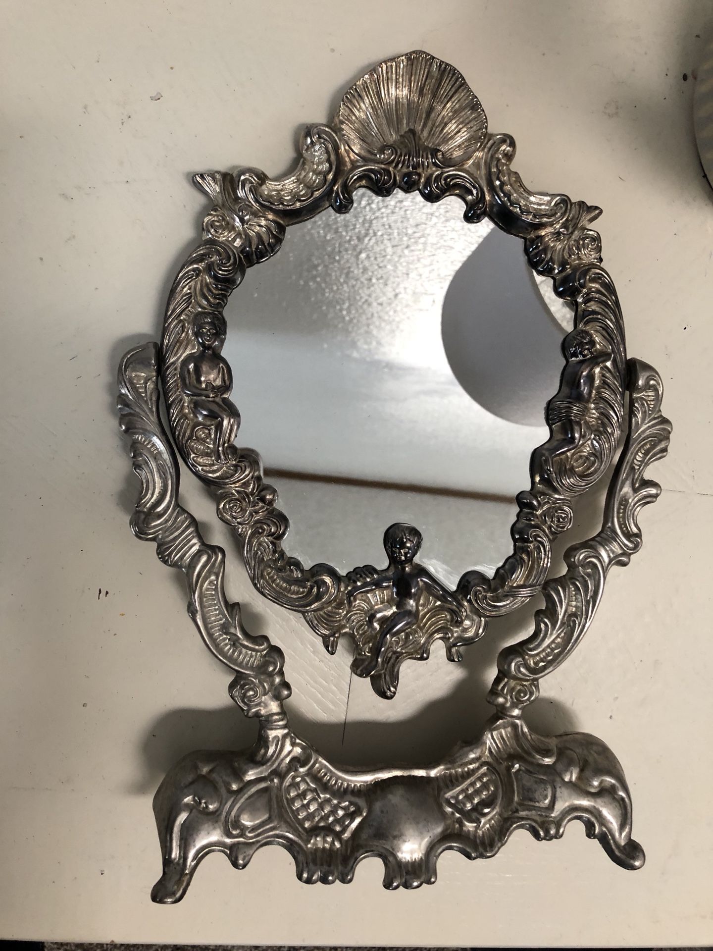Silver plated antique mirror