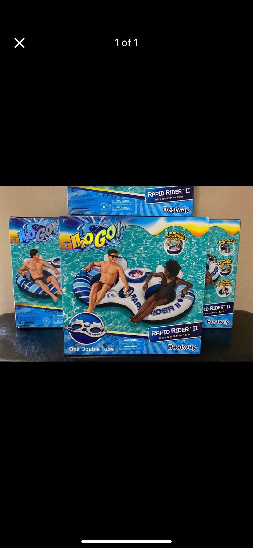 NEW IN BOX 2 Person River Tube with Built-in cooler / Rapid Rider River Tubes / Pool Floats