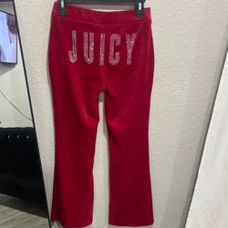Juicy Couture Red Sweatpants With Rhinestone Details.