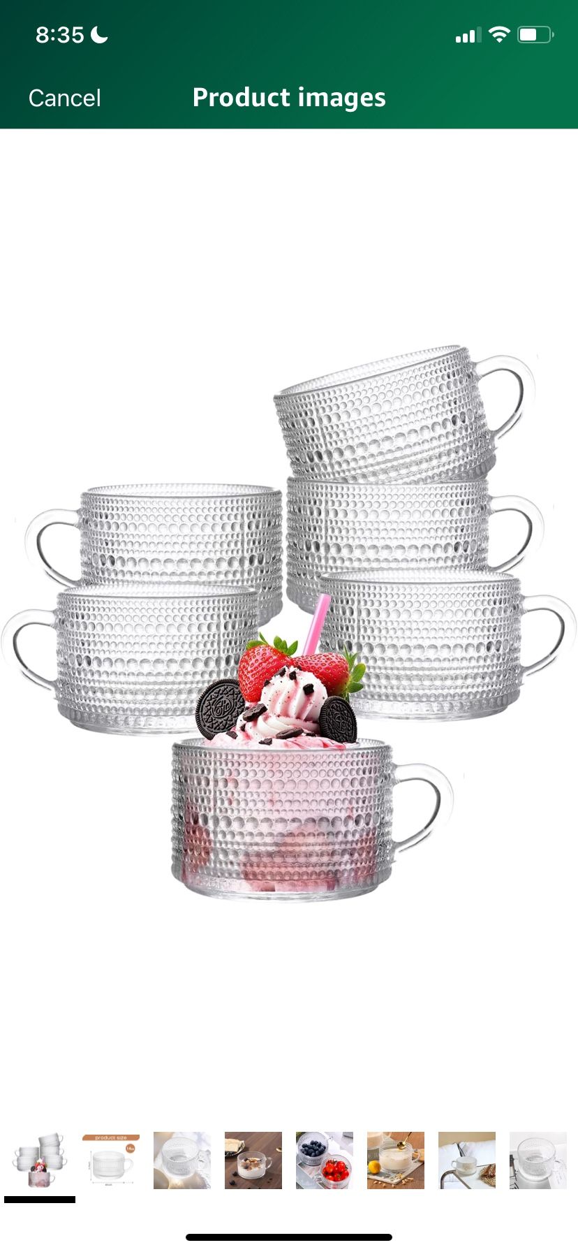 6 Pcs Vintage Coffe Mugs 14 Oz Clear 