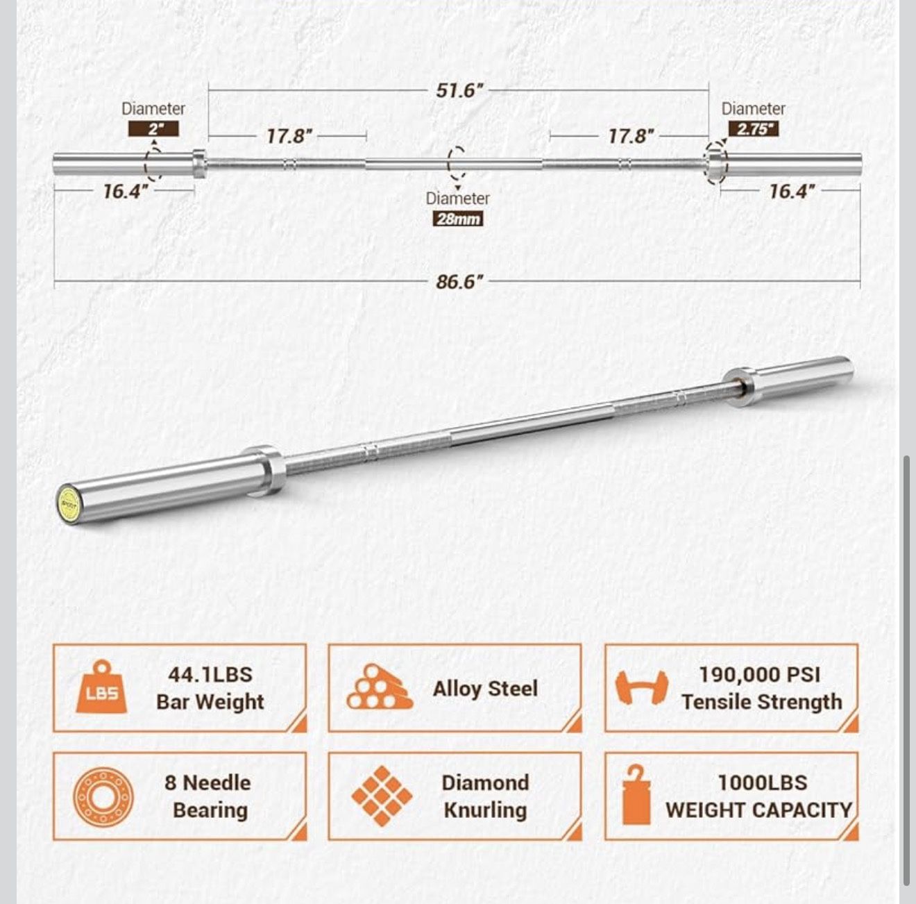 7ft barbell for wieghts 45Lb 