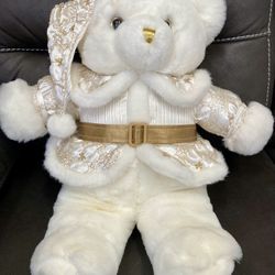 Year 2000 Vintage Stuffed White Bear. 