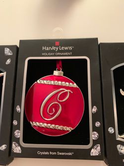 3 Harvey Lewis Monogram Letter Ornament Initial Metal w/ Crystals From Swarovski Thumbnail