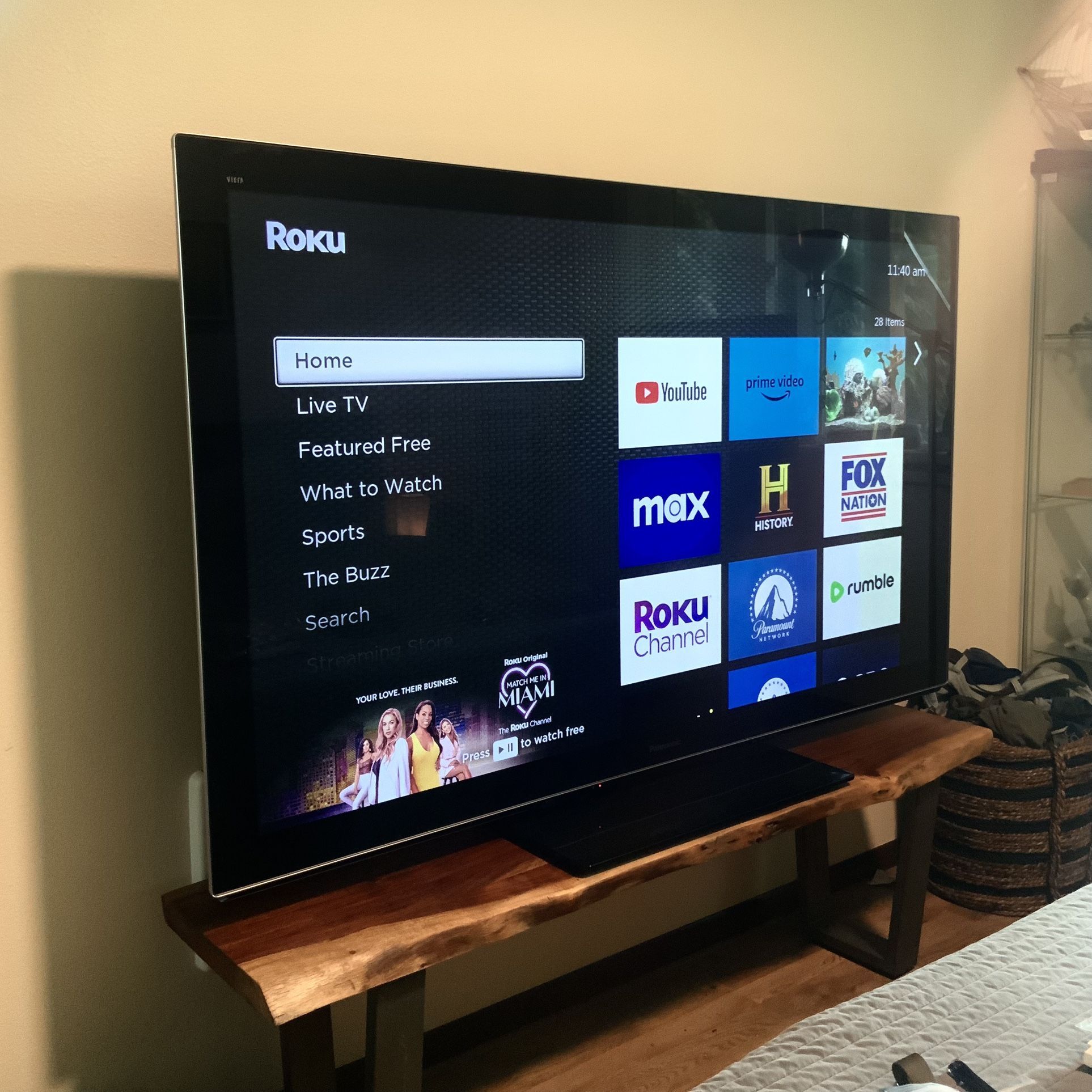 65” Panasonic Viera TC-P65VT30 Plasma TV w/ 3D Glasses & Roku 4K