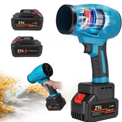 Cordless Leaf Blower, Portable Handheld Electric Turbo Jet Blower with Adjustable Speed, 2 x 4.0Ah Batteries for Lawn Care, Patio Cleaning, Blowing Le