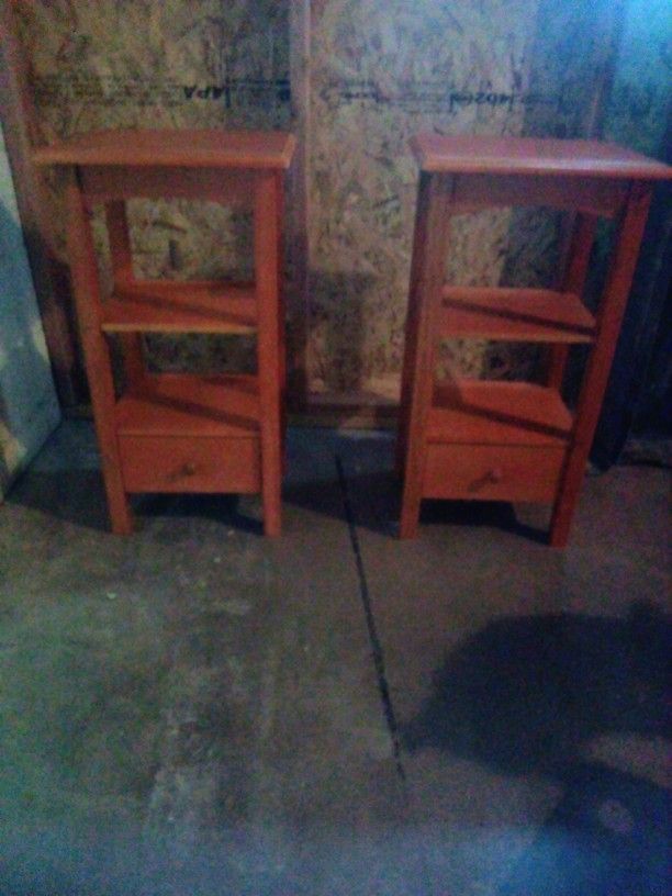 Set of Wood End Tables With Storage